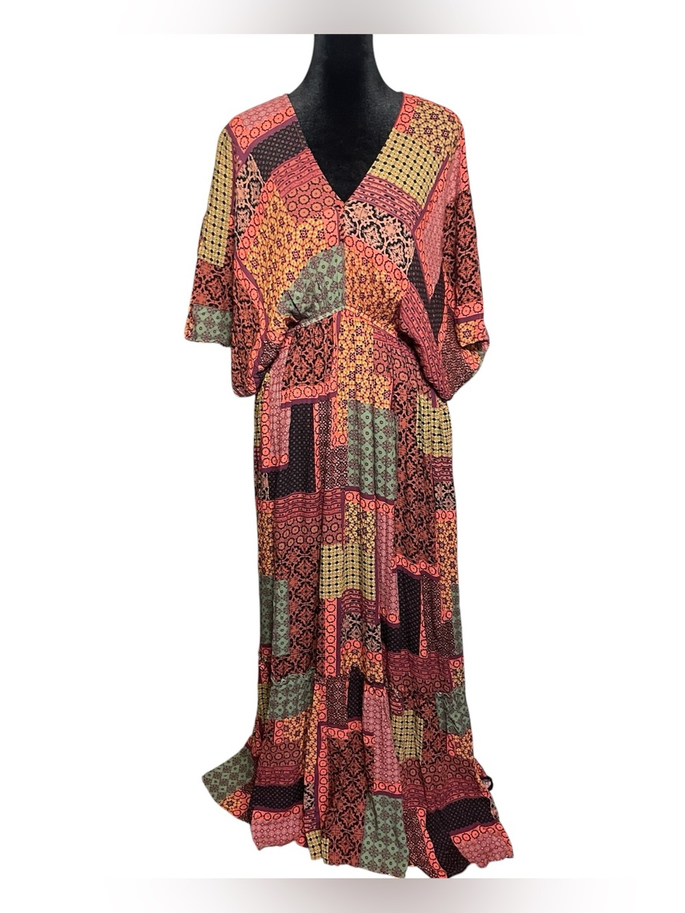 Everyday Chic Patchwork Printed Bohemian Maxi Dress NWT